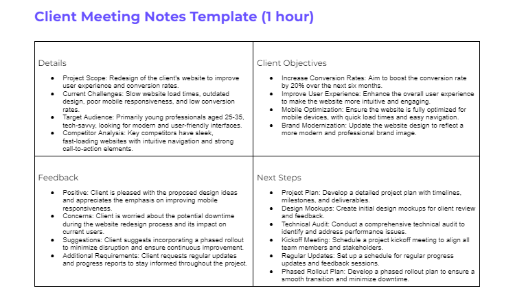 Revisão Pós-Reunião: Transformando Notas em Ações - inspiração 1