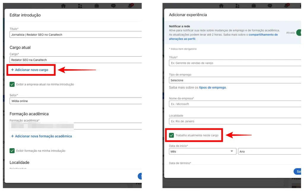 Atualizações Pontuais nas Experiências Relevantes - inspiração 2
