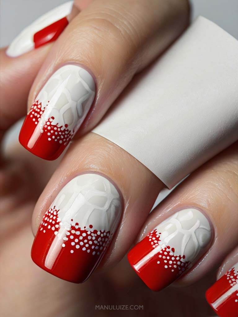 50 ideias unhas brancas e vermelhas para festas