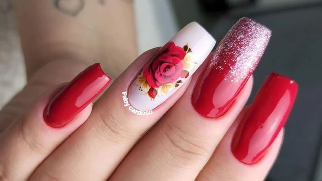 unhas stiletto vs amendoado branco e vermelho qual escolher