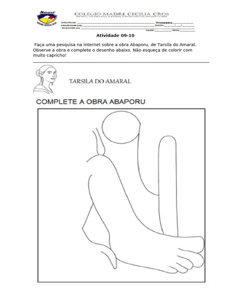 tarsila do amaral para colorir