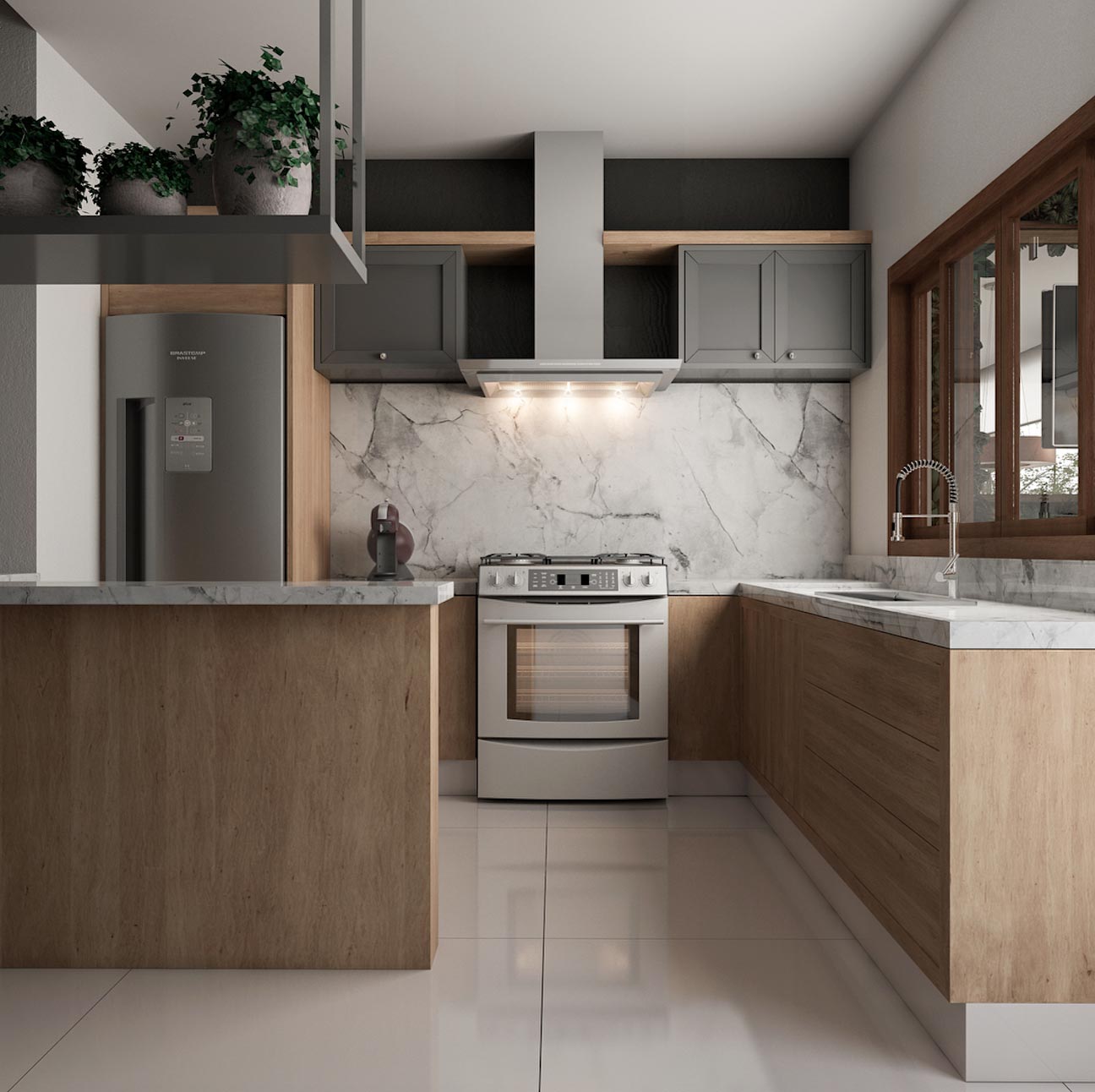 ideias de acabamentos para cozinha americana pequena