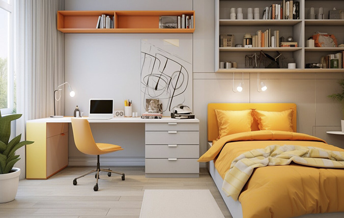 painel ripado vs cimento queimado para quarto adolescente