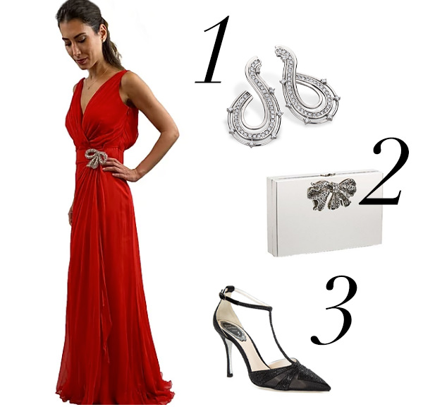 acessórios para vestido vermelho longo