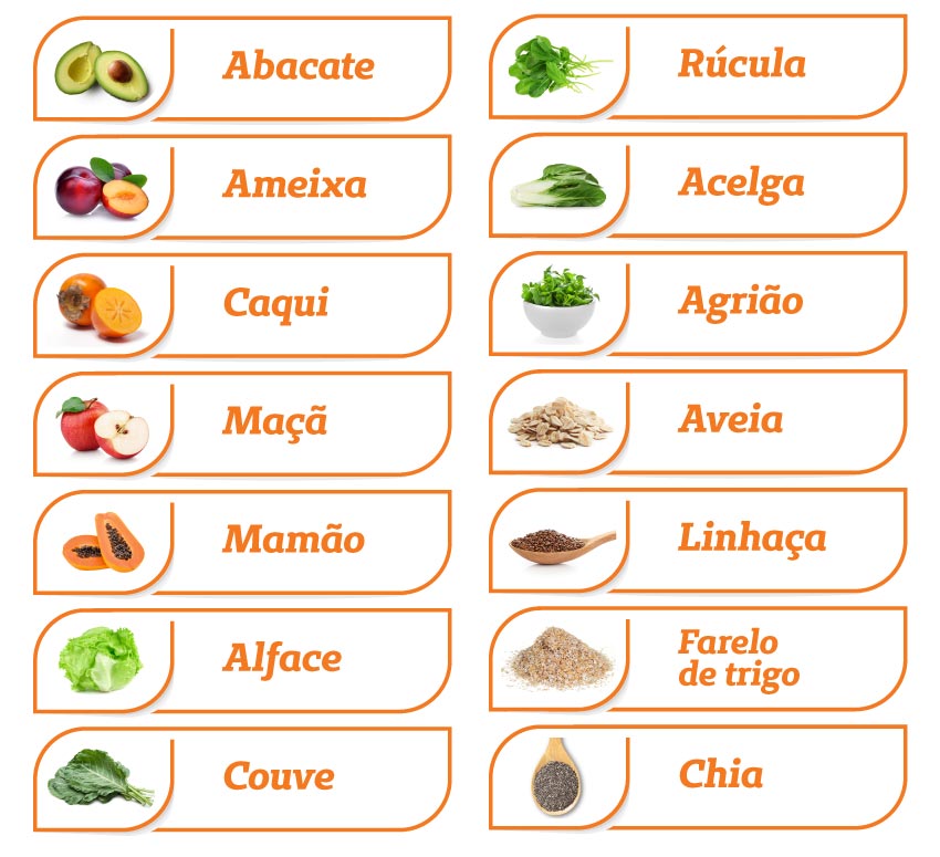 alimentos para aumentar fibras na dieta
