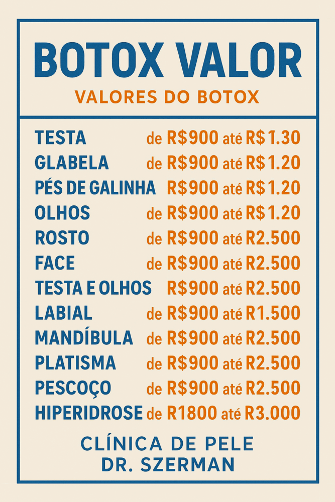Aplicação de Botox preço por unidade