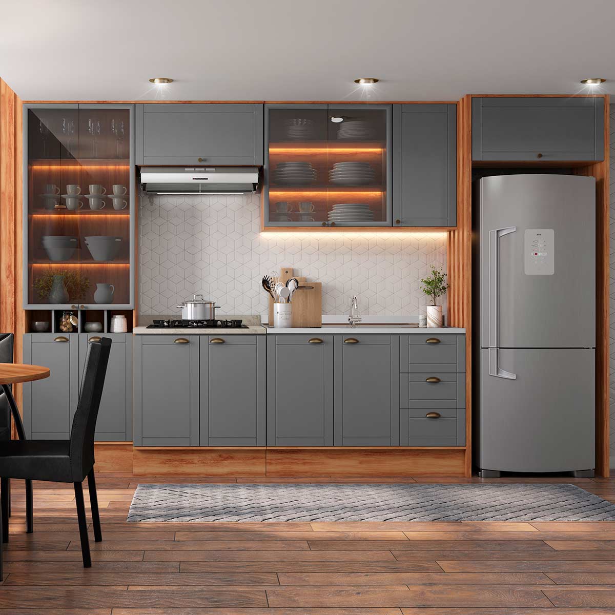 ideias de armário de cozinha para apartamento pequeno