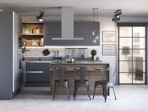 Dicas de Iluminação para Cozinhas com Armários Cinza Escuro