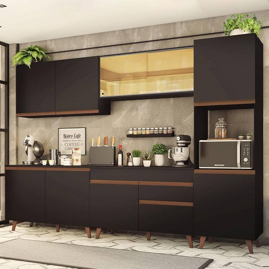 armário de cozinha planejado preto