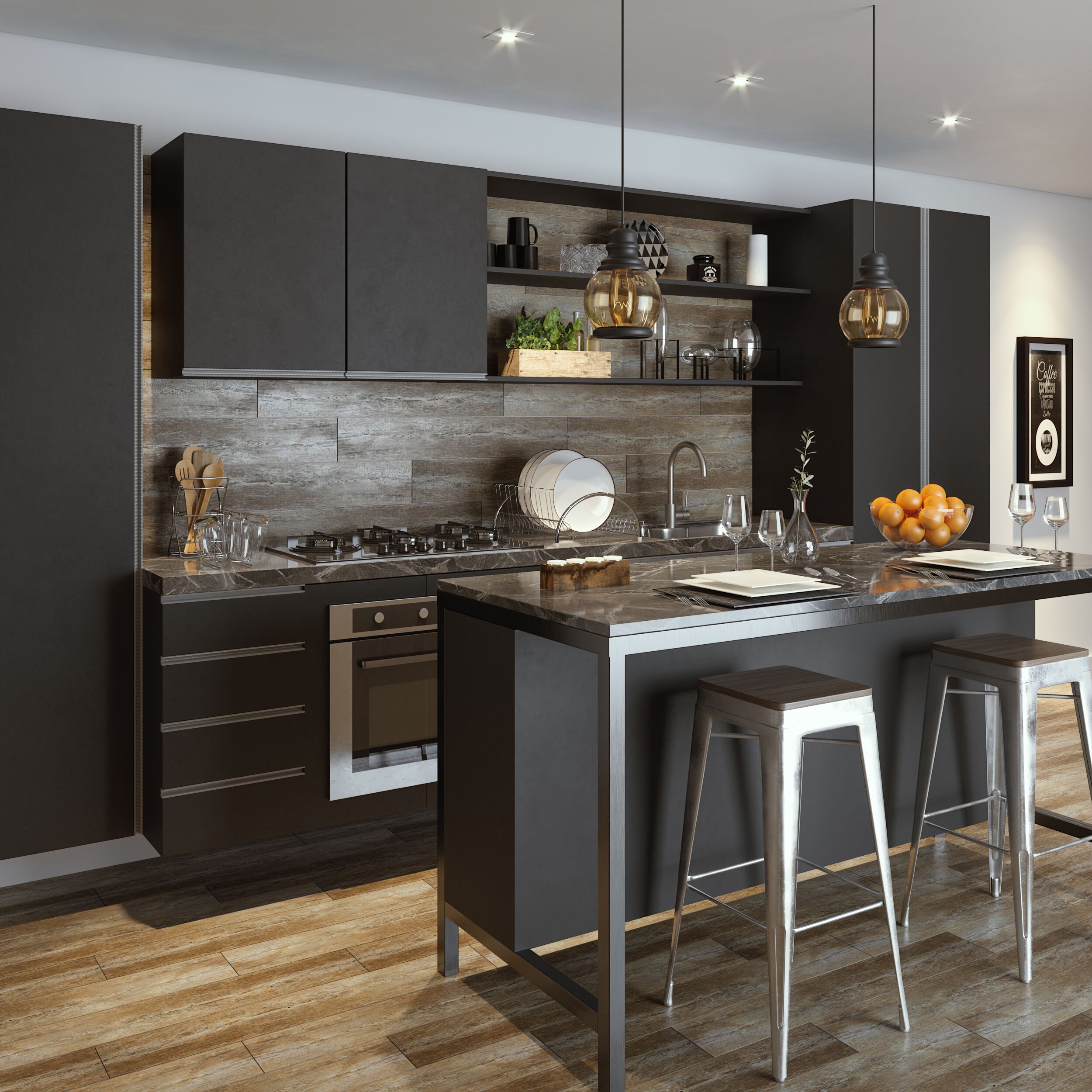 armário de cozinha planejado preto