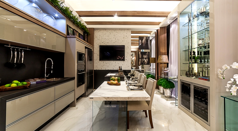 armário planejado cozinha com pastilha