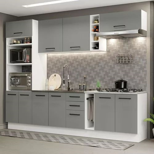 armarios planejados de cozinha com nicho para microondas