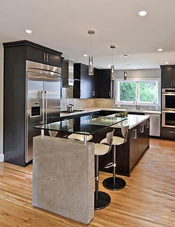 bancada de cozinha com vidro