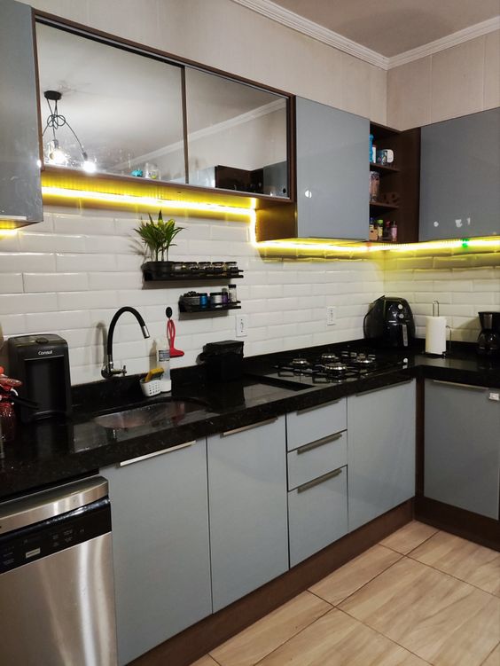 bancada de cozinha de granito preto absoluto