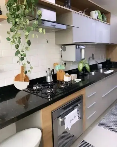 bancada de cozinha de granito preto absoluto