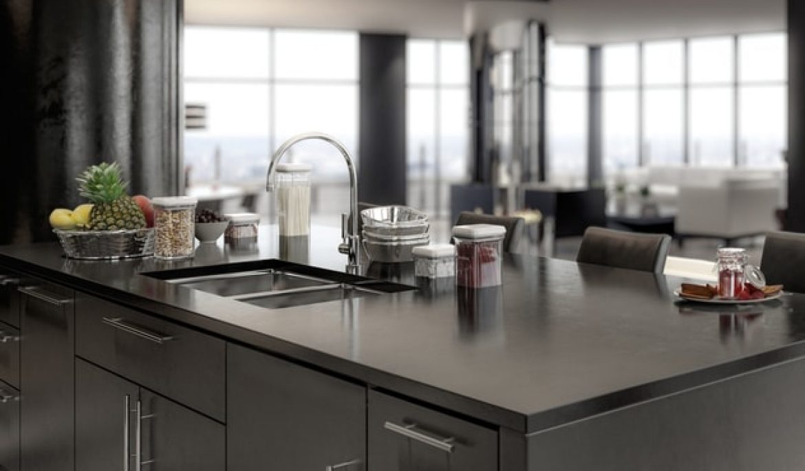 bancada de cozinha quartzo cinza