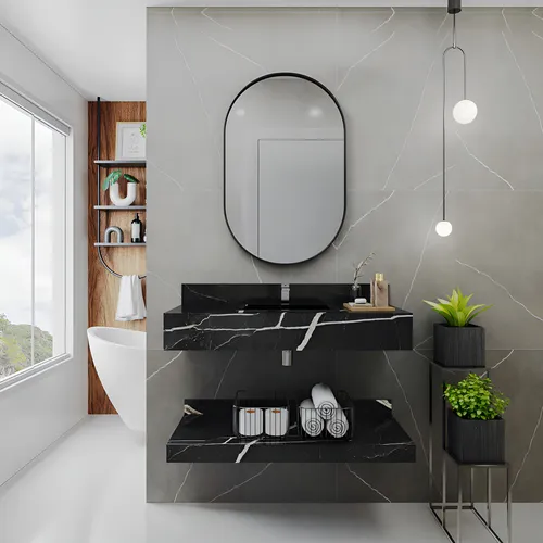 Porcelanato vs. Mármore: Qual o Melhor Material para Bancadas de Banheiro?