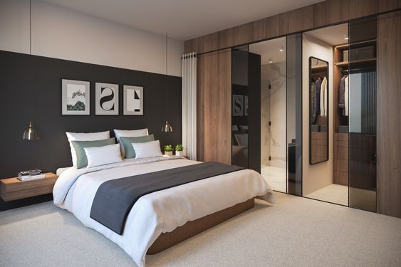 ideias de banheiro aberto para quarto