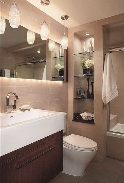 ideias de decoração banheiro bege simples