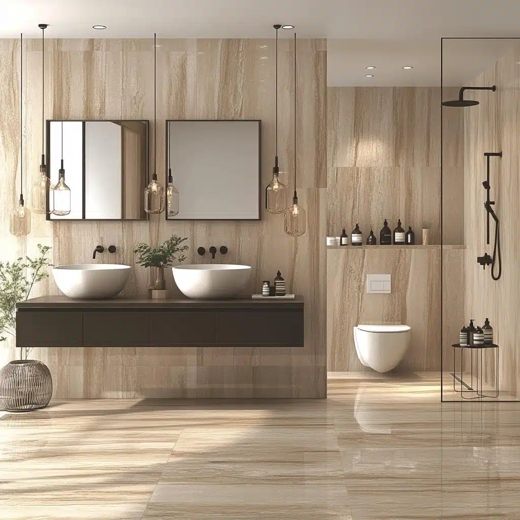 banheiro branco madeira vs cinza