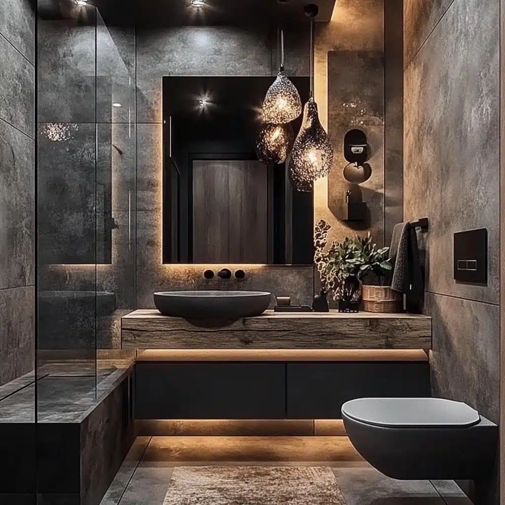 Como escolher o porcelanato ideal para seu banheiro cinza e preto