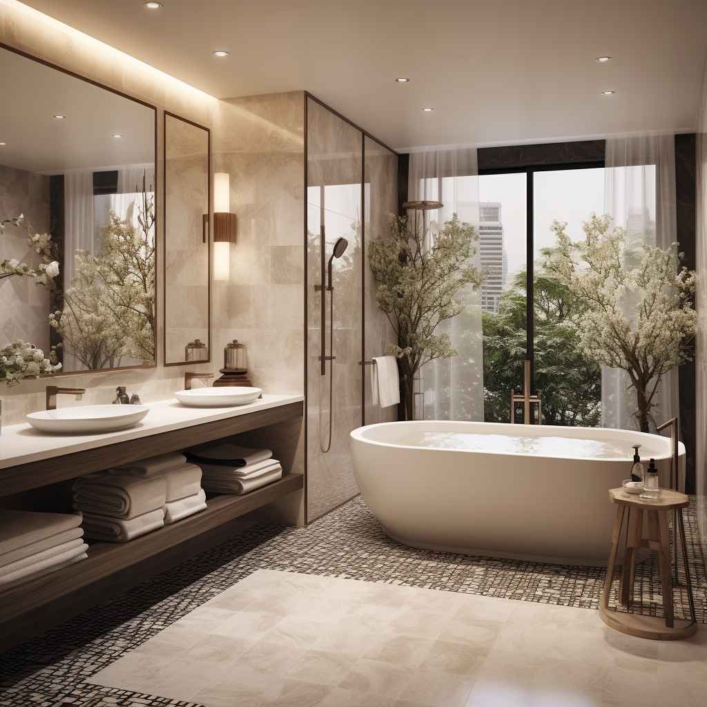 banheiro com decoracao grega