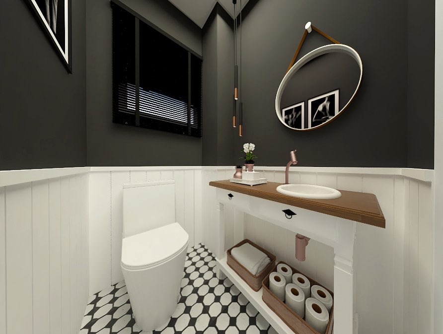 como pintar meia parede no banheiro pequeno