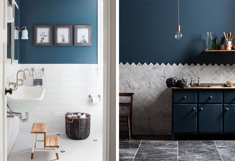 banheiro com meia parede pintada