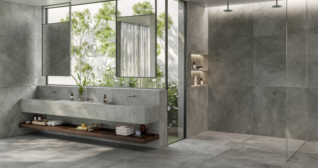 Tendências 2025/2026: Grandes Formatos de Porcelanato Marmorizado na Decoração