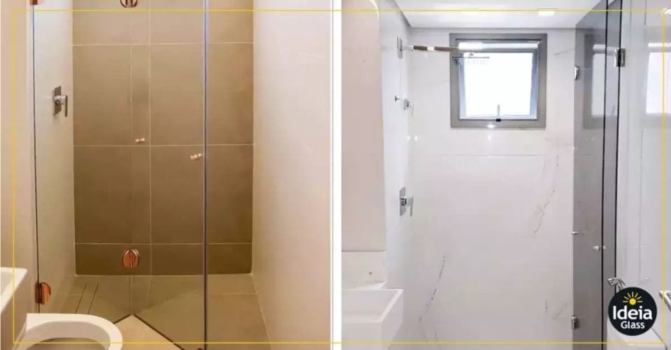 banheiro com seixos no caminho para o box