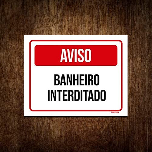 placa banheiro interditado com cadeado