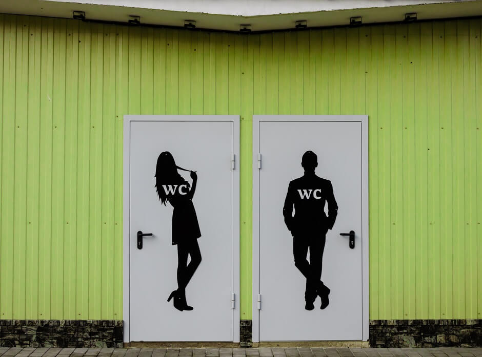 ideias de placas para banheiro masculino e feminino