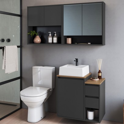 banheiro pequeno moderno cinza