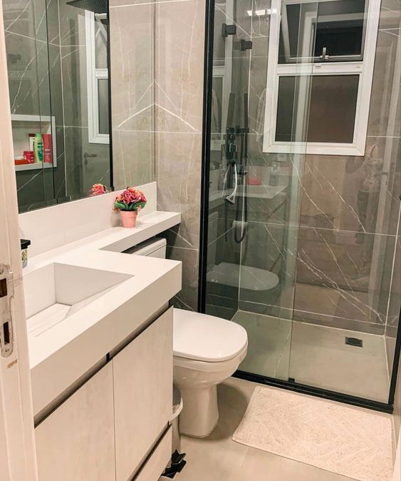 banheiro pequeno porcelanato ideias