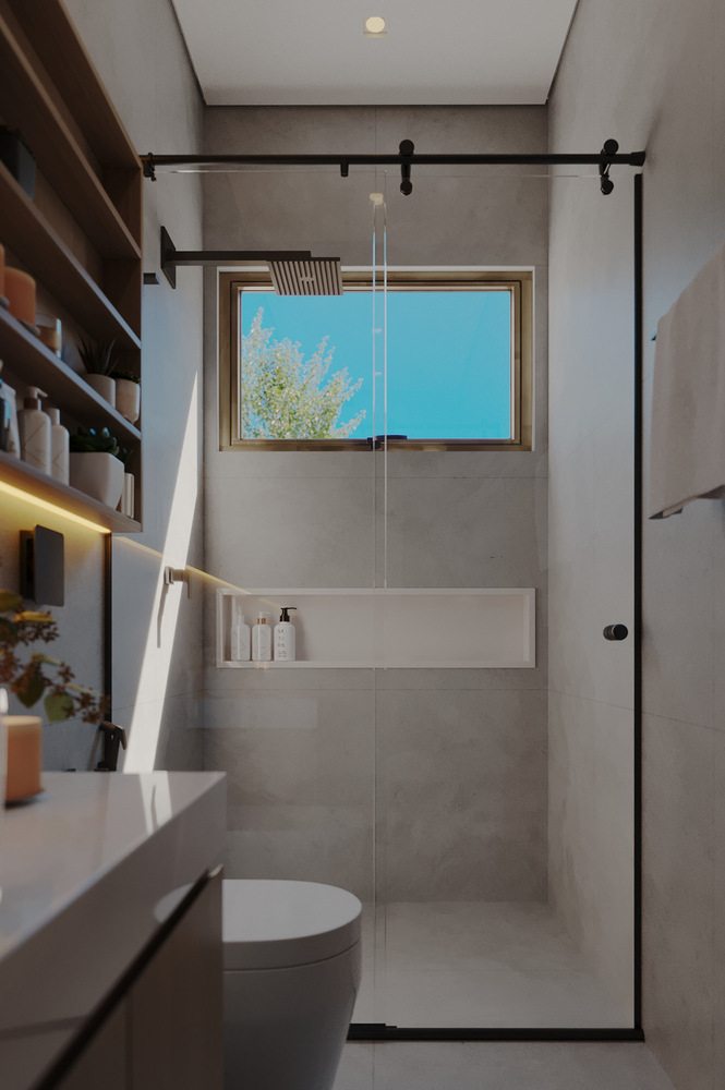 banheiro pequeno porcelanato