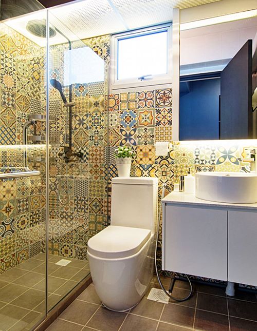 ideias de banheiro retro com piso xadrez