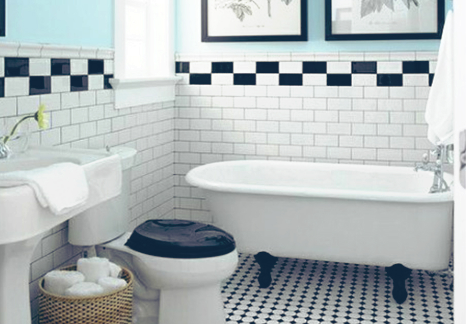 erros comuns ao decorar banheiro retro xadrez