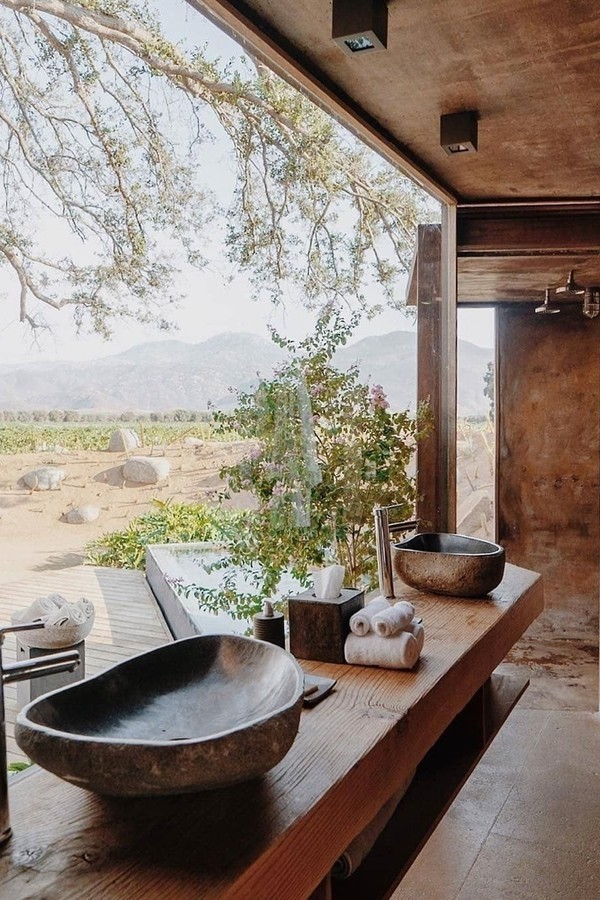 cubas de pedra para banheiro rústico