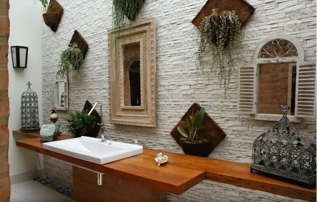 custo médio banheiro rústico moderno com pedras