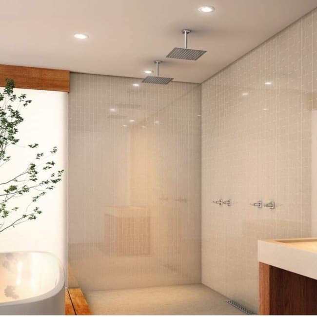 Banheiros com chuveiro de teto