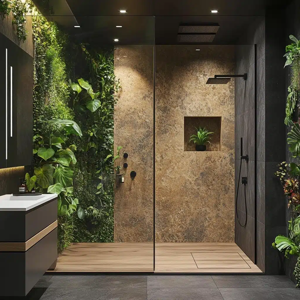 como decorar um banheiro pequeno com tema de selva tropical