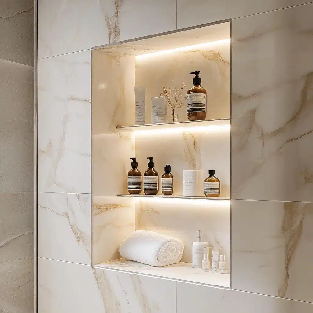 ideias de nichos para banheiros pequenos