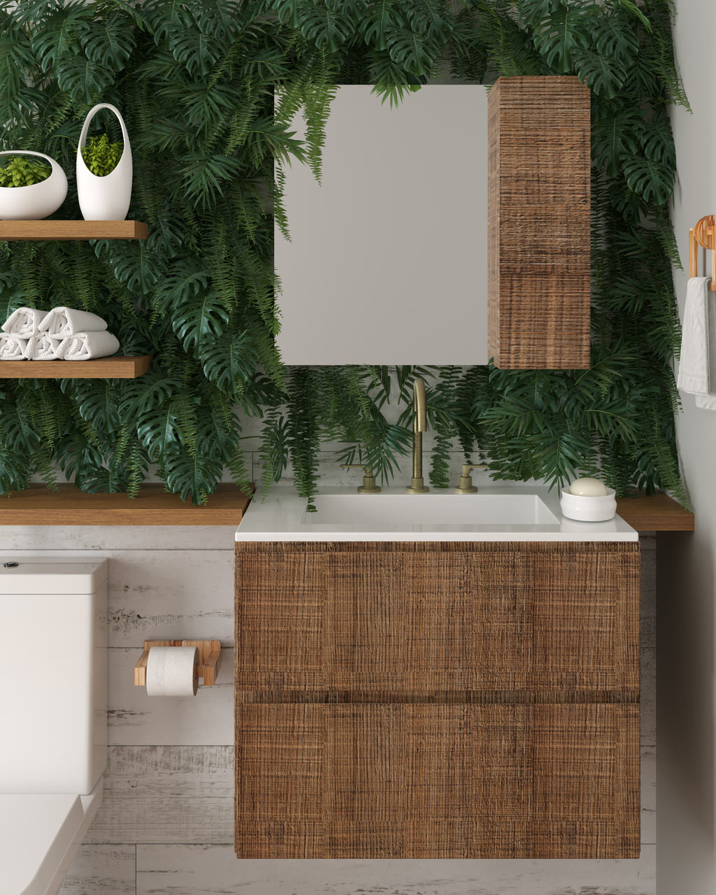 ideias de decoração banheiro com plantas pequenas