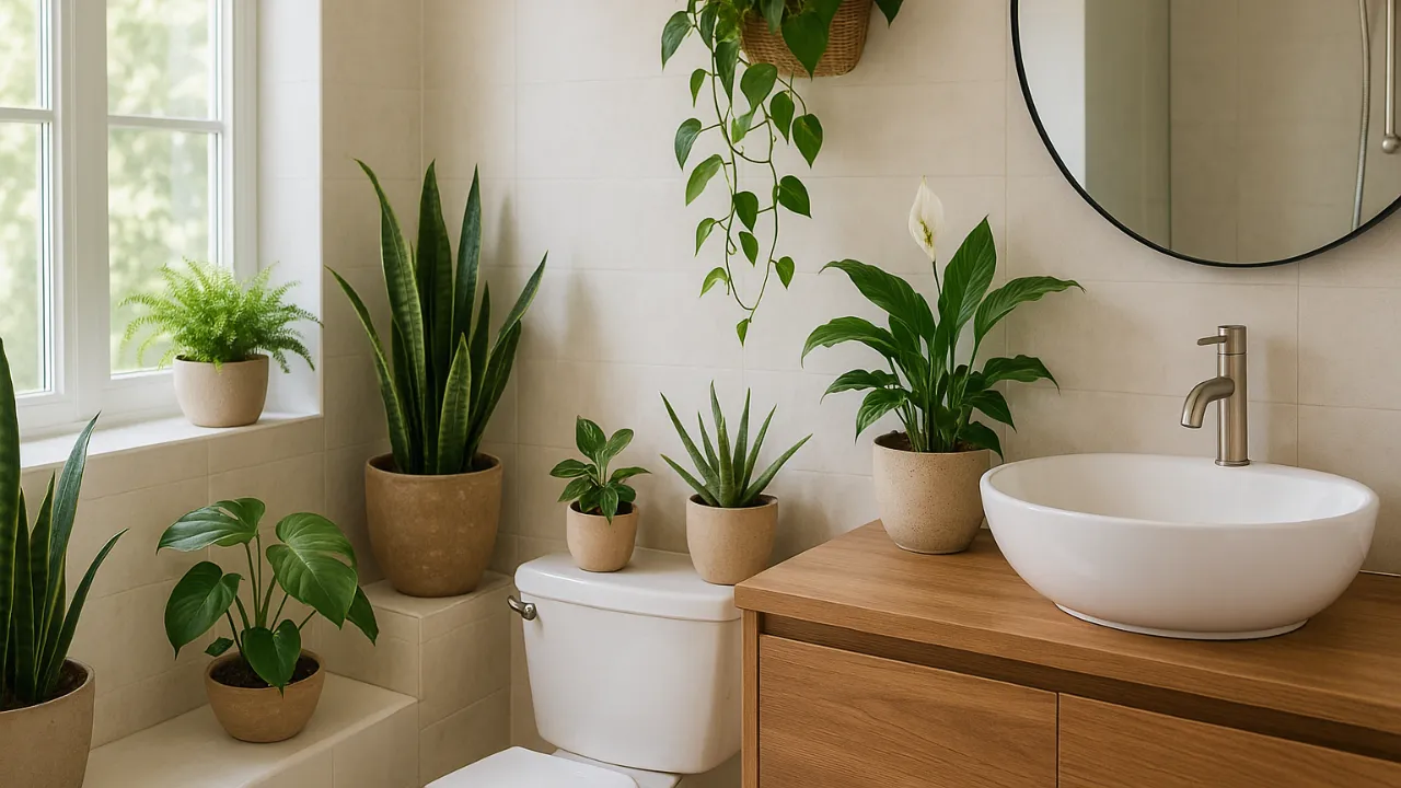 plantas para banheiro com pouca luz vs banheiro com janela