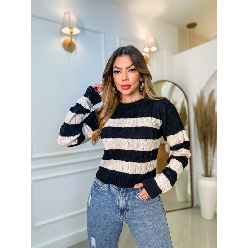 Blusa de tricô de lã