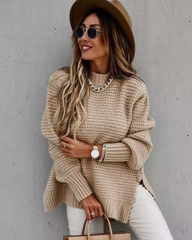 Blusa de tricô com efeito crochê