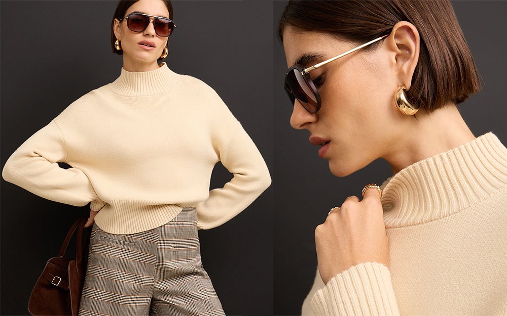 Blusa de tricô com gola polo