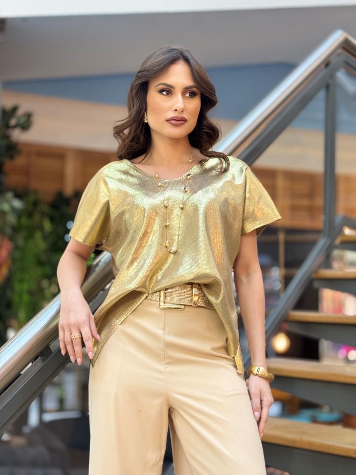 preço médio blusa dourada de paetê