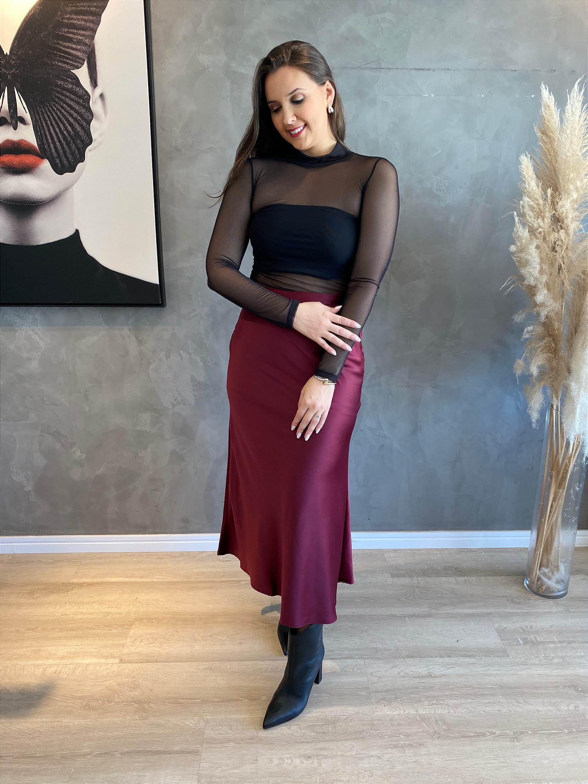 blusa tule preta