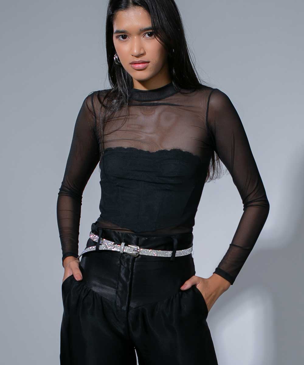 blusa tule sensual
